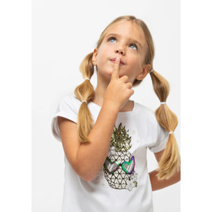 Maglietta da bambina con motivo ananas che si illumina al buio