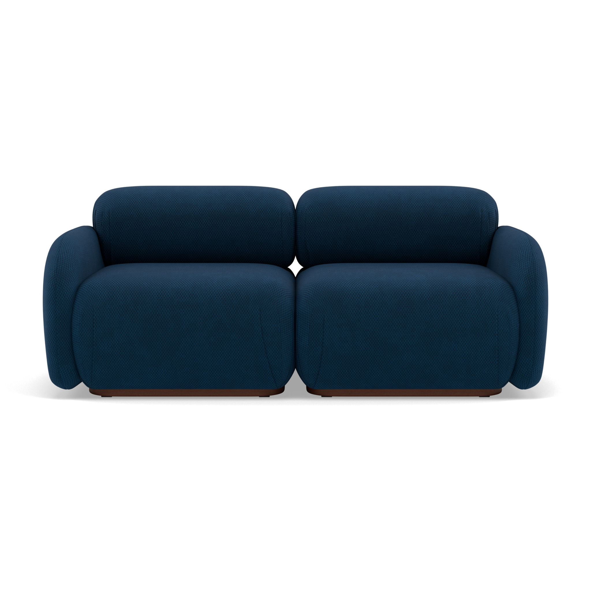Penelope - canapé droit modulable 2 places en velours texturé - Bleu