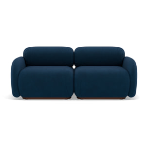 Penelope - canapé droit modulable 2 places en velours texturé - Bleu