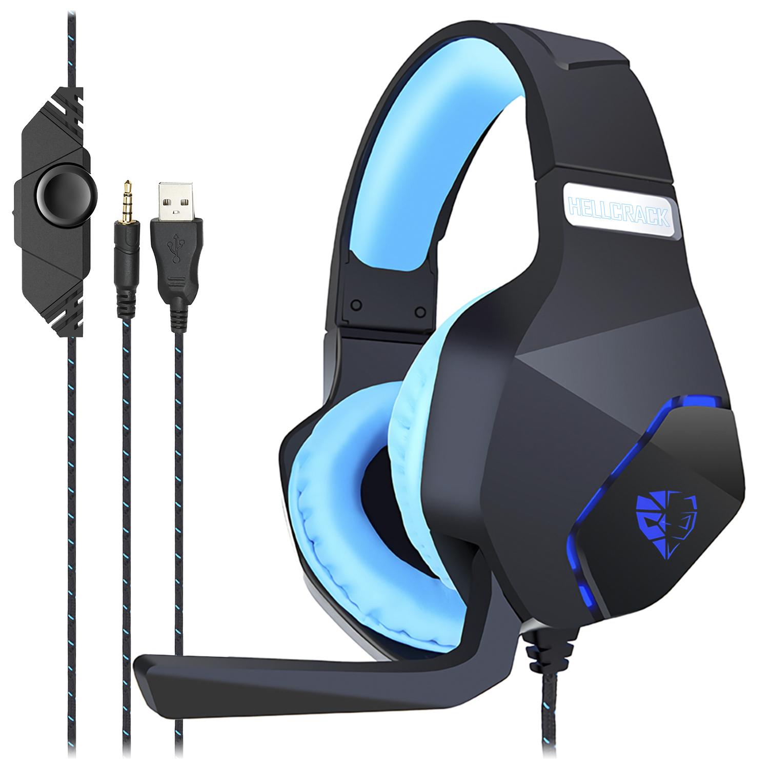 G600 Hellcrack Headset, cuffie da gioco speciali con microfono integrato e cavo con controllo del volume.