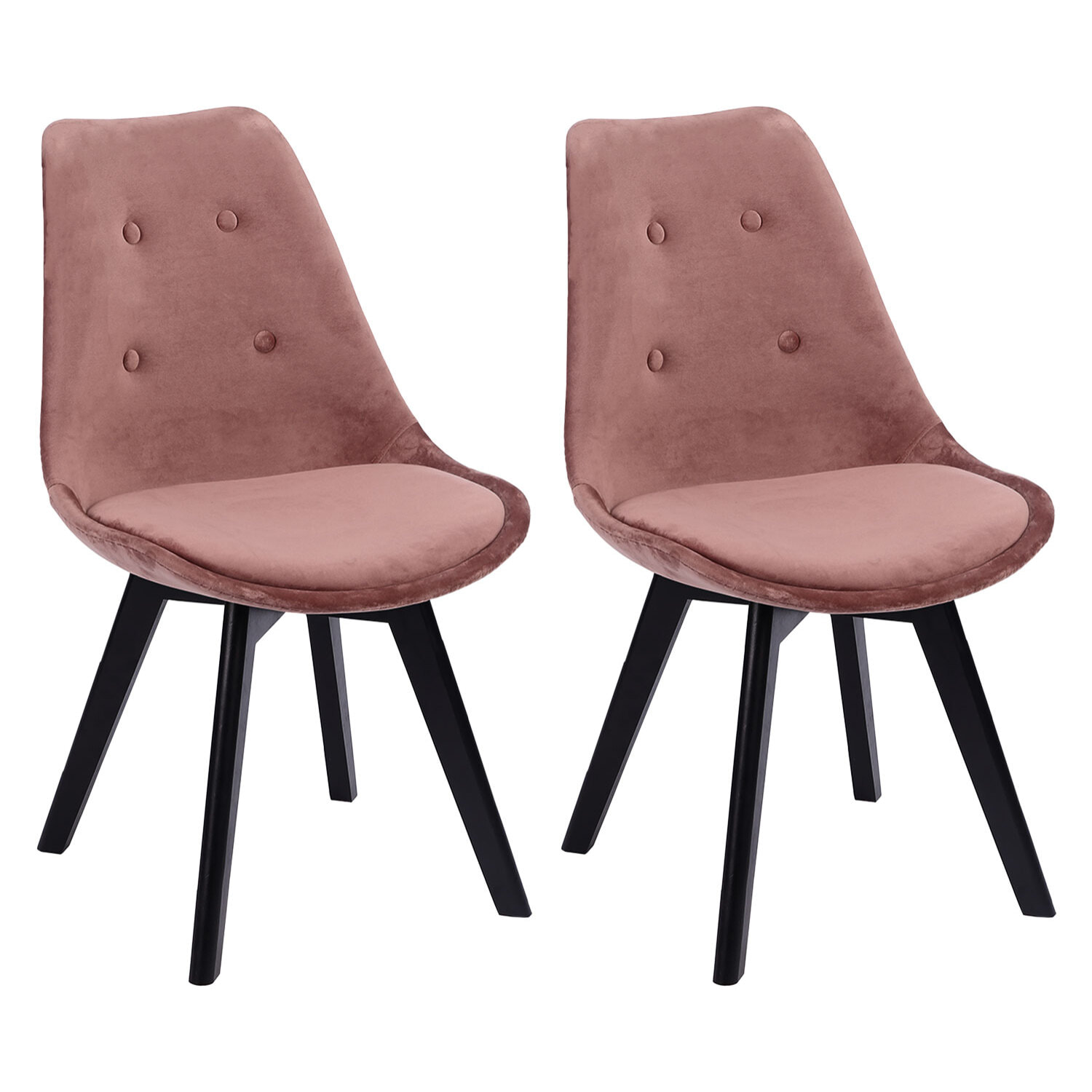Lot de 2 chaises en velours NORA roses avec coussin