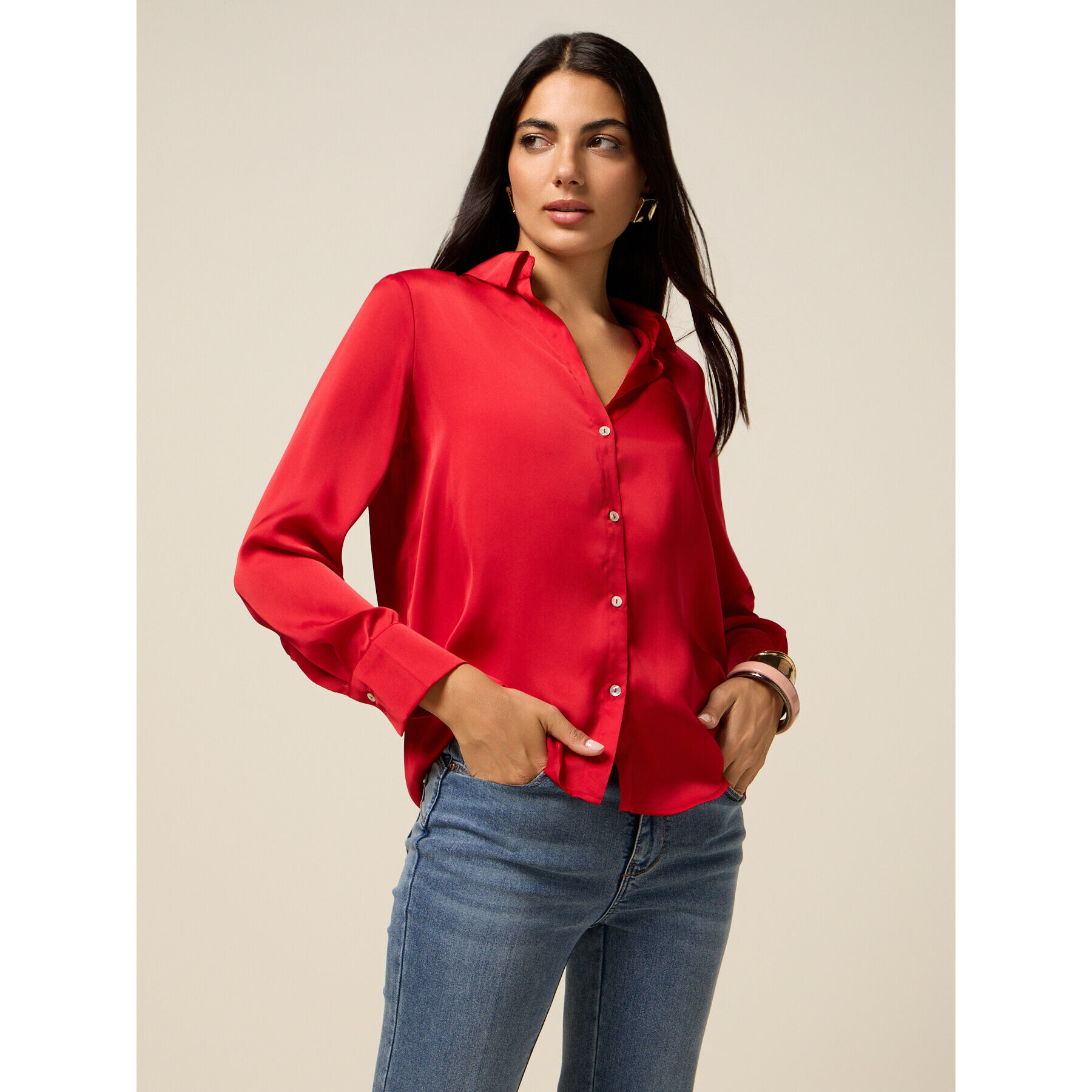 Oltre - Camicia in raso - Rosso