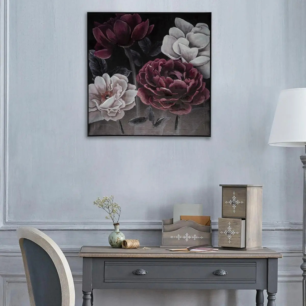 Toile peinte "Fleur" 58x58cm