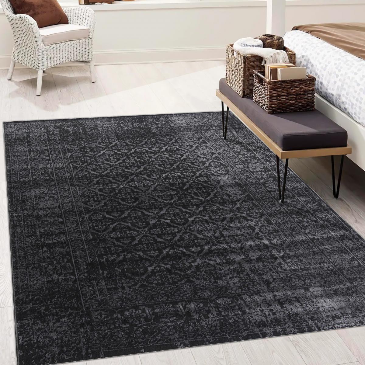 Tapis salon et chambre tissé motif faux uni KIGE