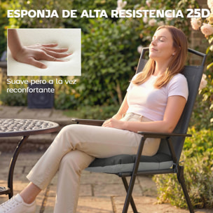 Set de 4 Cojines para Sillas, Cojines para Jardín, Colchones de Silla con Lazos y Base Antideslizante, Impermeables, Protección UV30+, para Interior y Exterior, 39,5x39,5x10 cm, Gris Oscuro