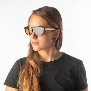 Gafas de sol PALO ALTO PEARL - Marrón demi mate / Plana marrón y patillas de metal dorado