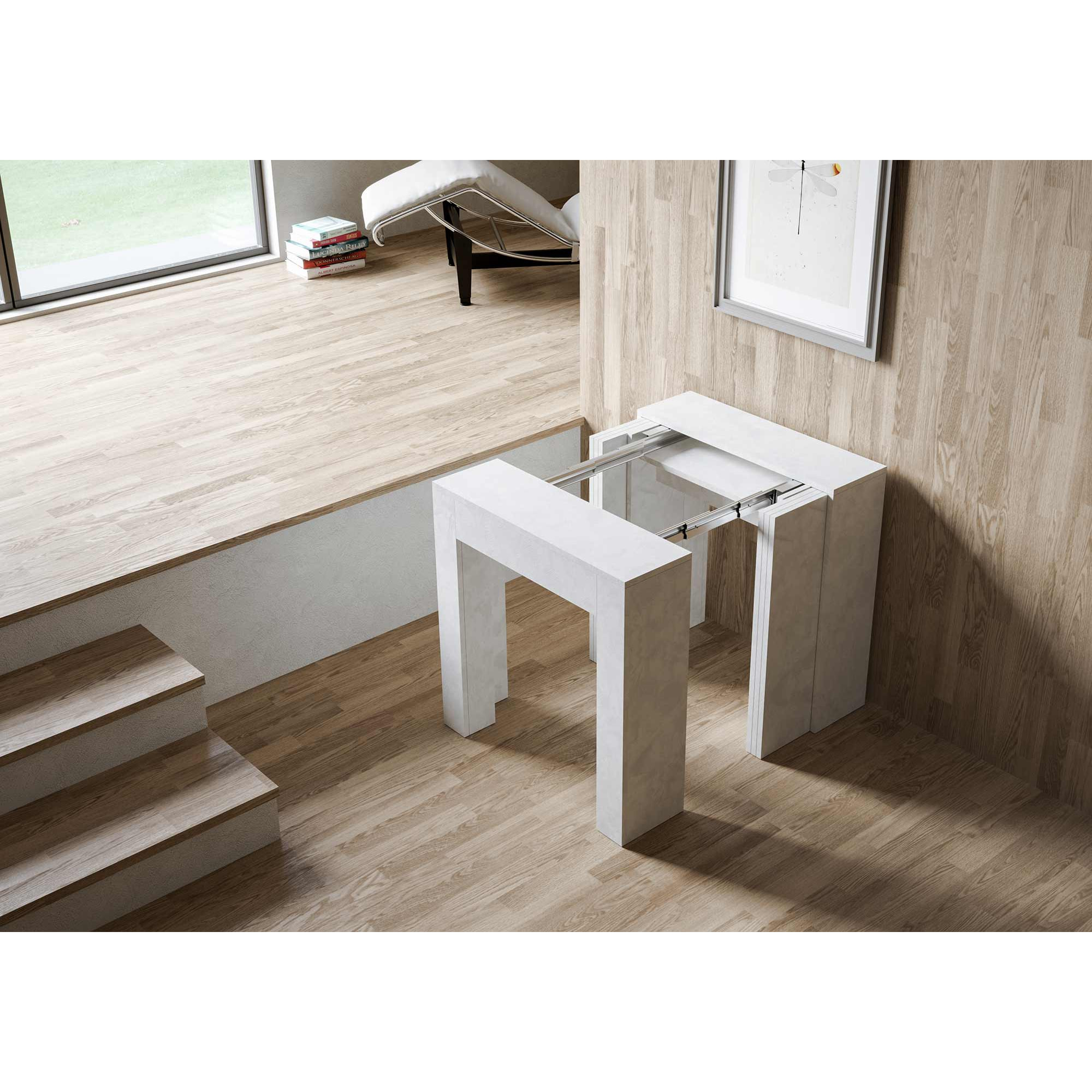 Consola extensible 78x47/299 cm Allin Blanco Espatulado extensiones internas