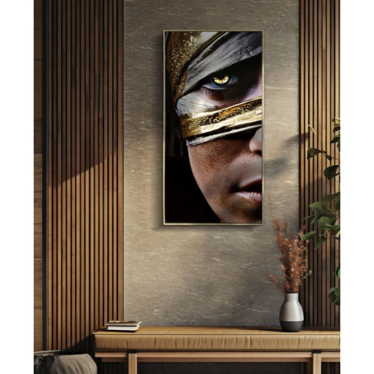 DIPINTO SU TELA LACCATO NAIROBI C/CORNICE -A- CM 52X4X102