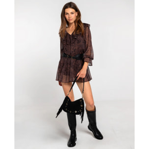 Vestido de punto elástico con flecos y corte ajustado