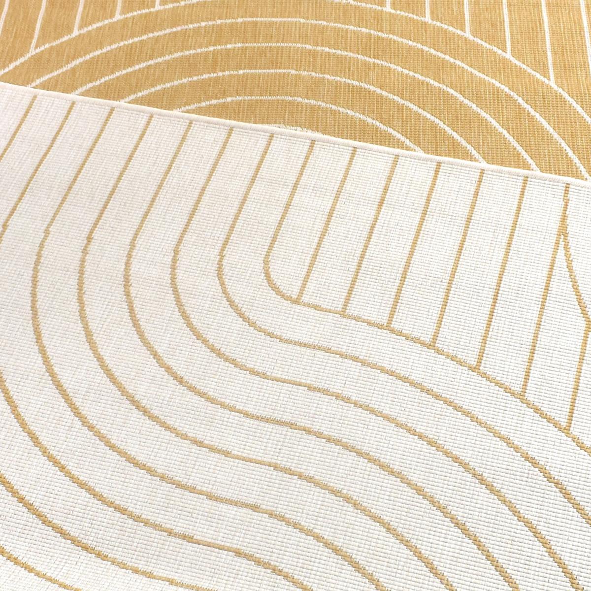 Tapis extérieur, kilim reversible 160x230 EX1 RUOB crème et jaune