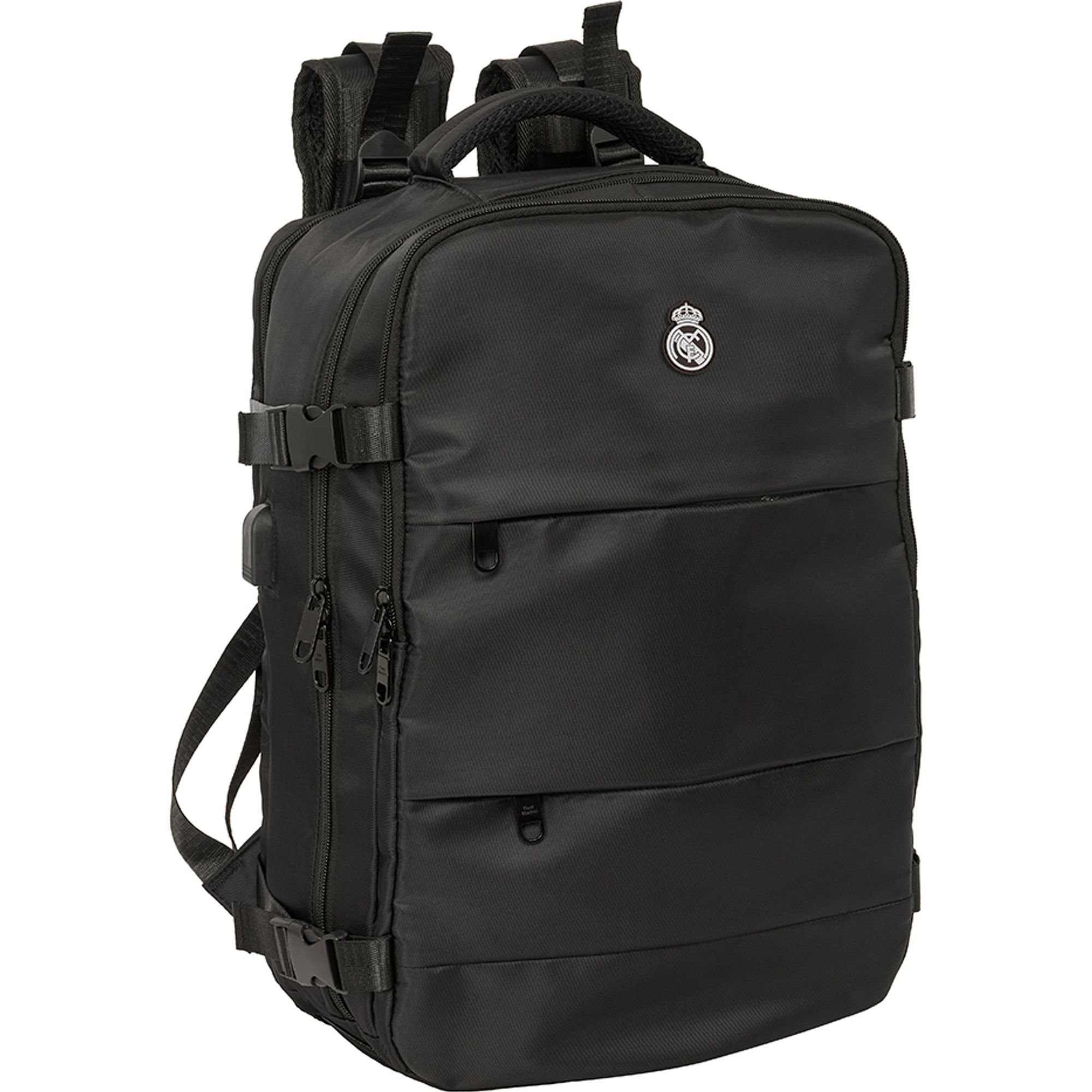 Mochila viaje cabina portatil 15,6 real madrid negra