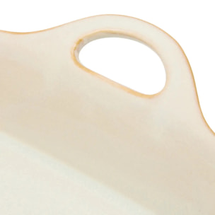 Plat rectangulaire en céramique Terre Inconnue 23x18cm beige