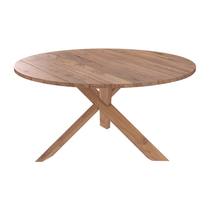 Table ronde Laure 6-8 personnes en bois de teck recyclé D150 cm