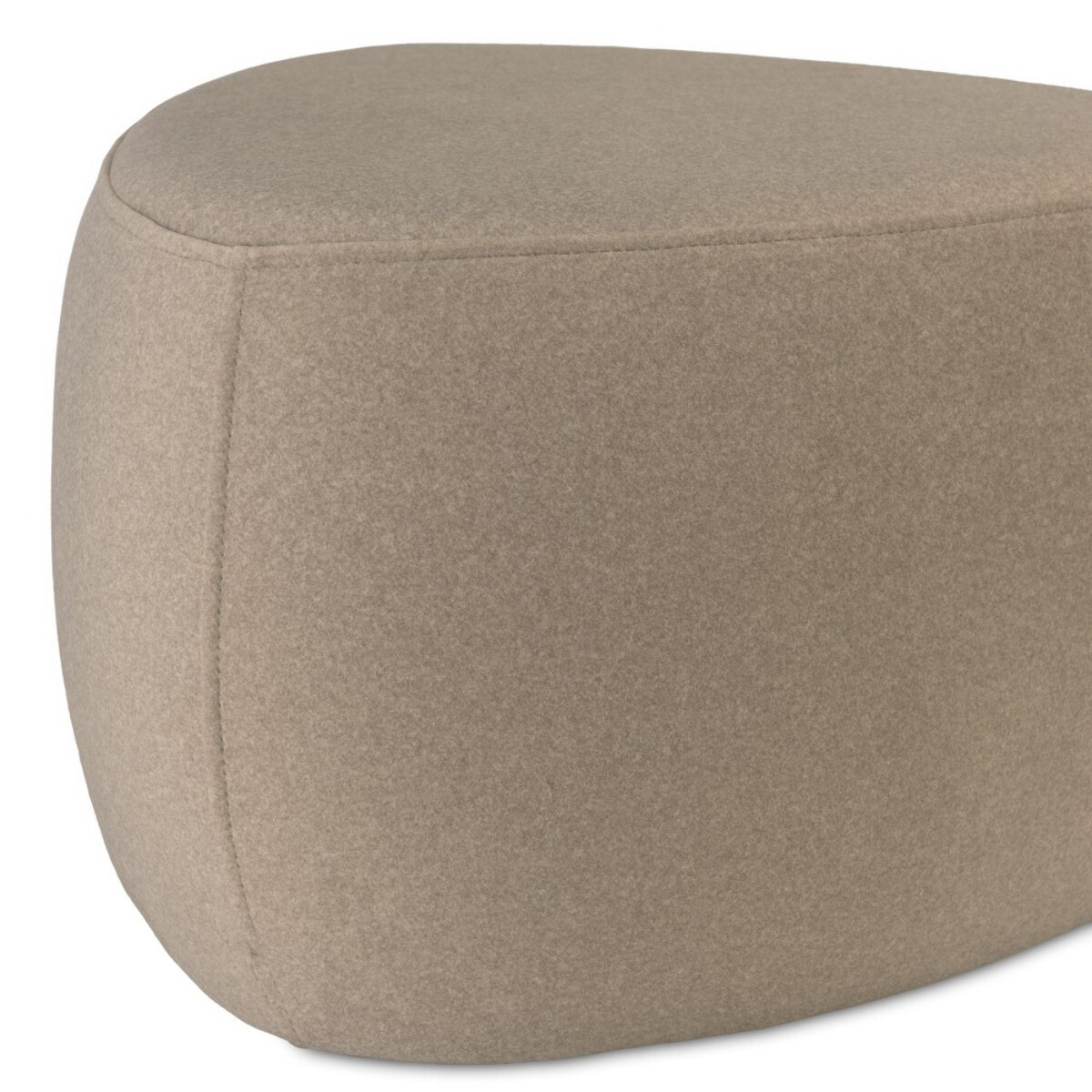 LEOPOLD - Pouf forme galet n°2 en tissu effet velours beige foncé