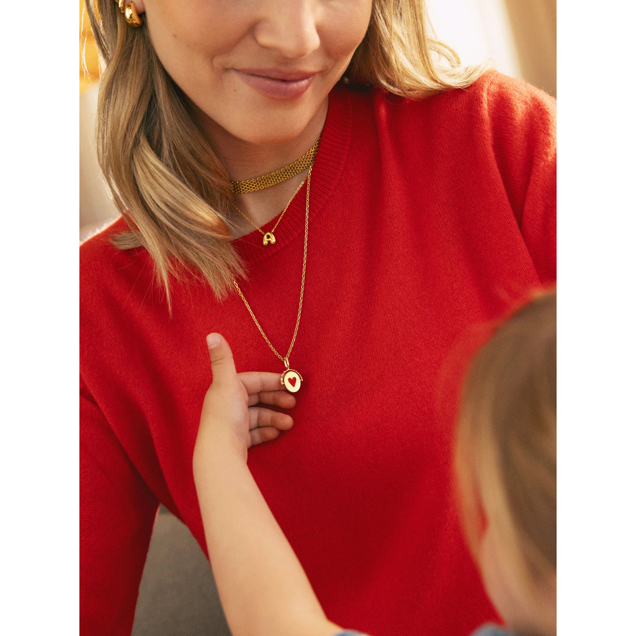 Charm Medaglione Doppio Mamma Lovely Heart Placcato Oro