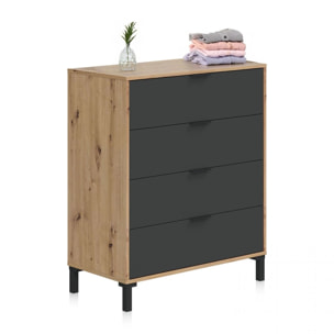 Cómoda Luke Gris Antracita - Roble Nodi