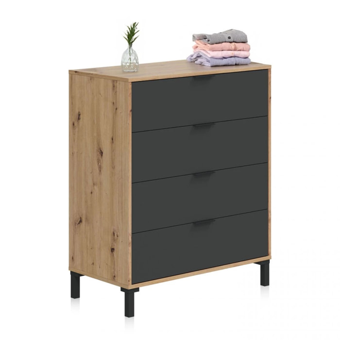 Cómoda Luke Gris Antracita - Roble Nodi