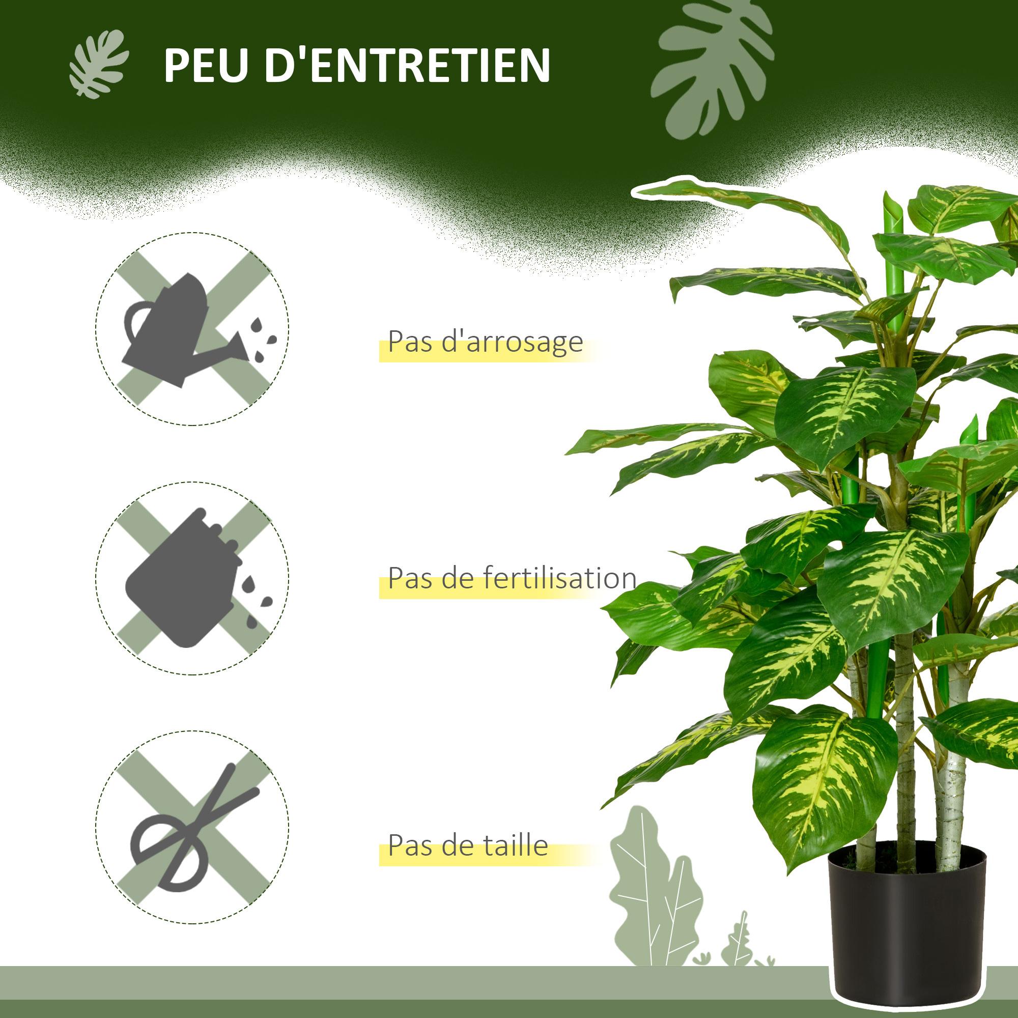 Arbre artificiel plante artificielle Calathea H. 95 cm tronc branches lichen feuilles grand réalisme pot inclus