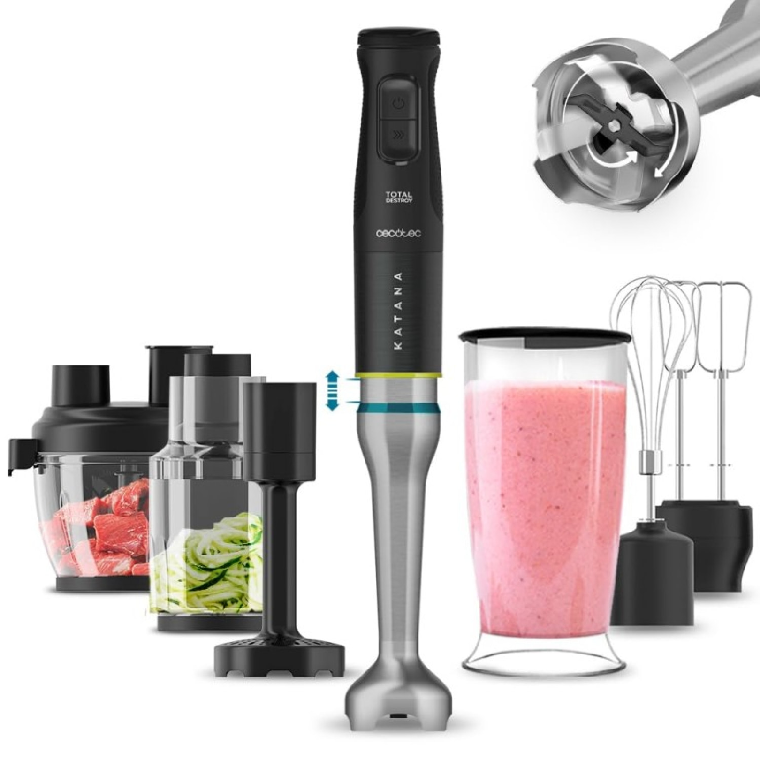 Cecotec Katana TotalDestroy 1500XL DOubleKatana Hand Blender, 1500 W, Dual Blade