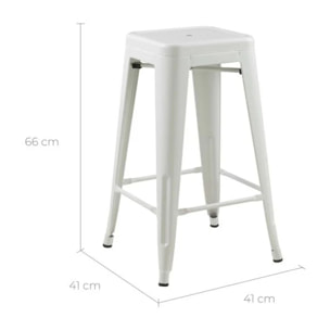 Lot de 2 tabourets pour îlot central 66 cm en métal blanc mat - Indus