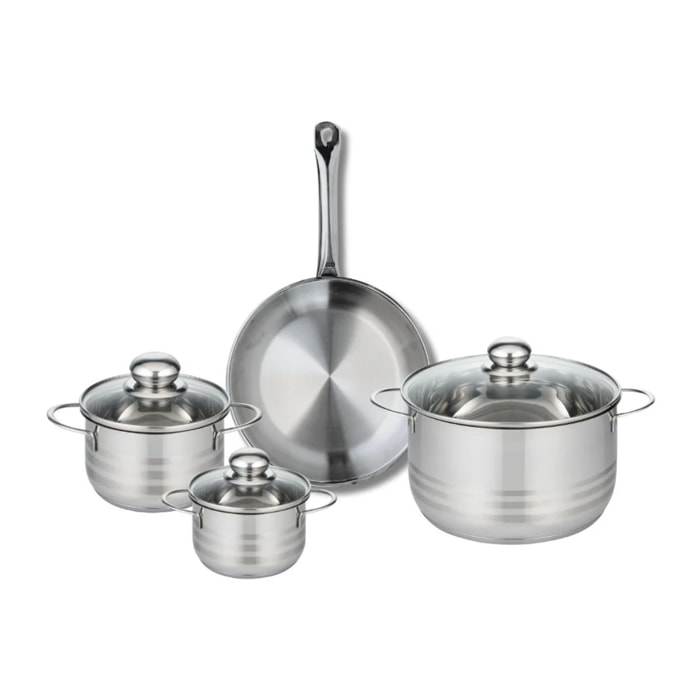 Ensemble de 1 Poêle de cuisson 24 cm et 3 faitouts 12, 14 et 20 cm Elo Profi Brillant