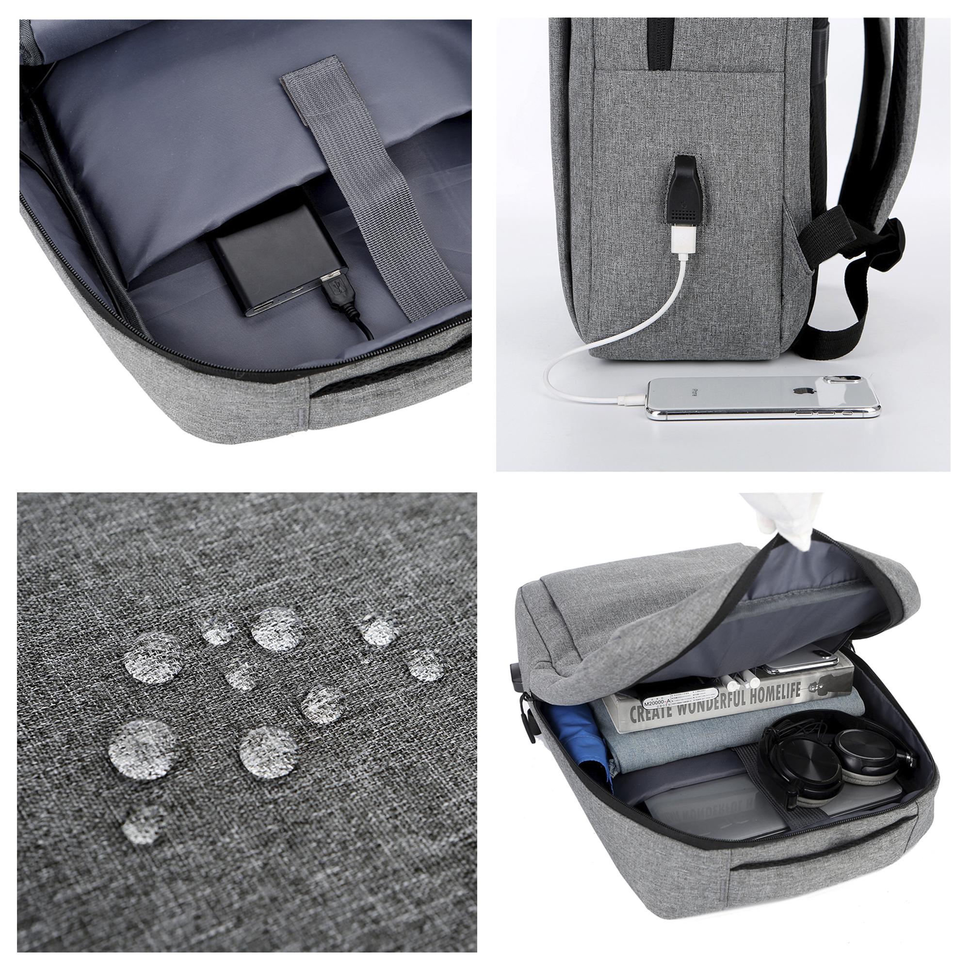 DAM Mochila para Laptop con interfaz de carga USB. 30x13x44 Cm. Color: Gris