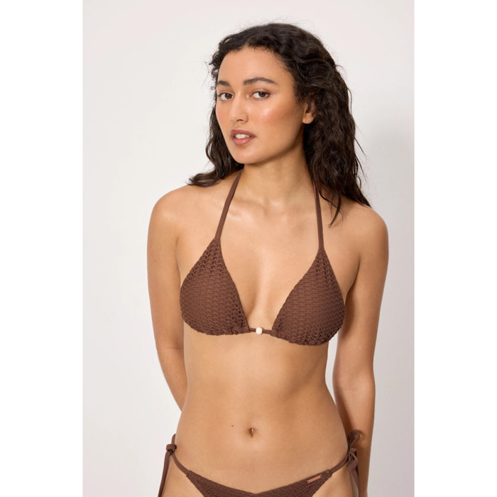 Top bikini a triangolo Marrone