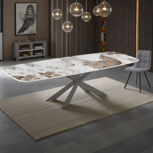 Tomasucci GEMY 120 ONICE MARBLE - PLATINE table ovale extensible