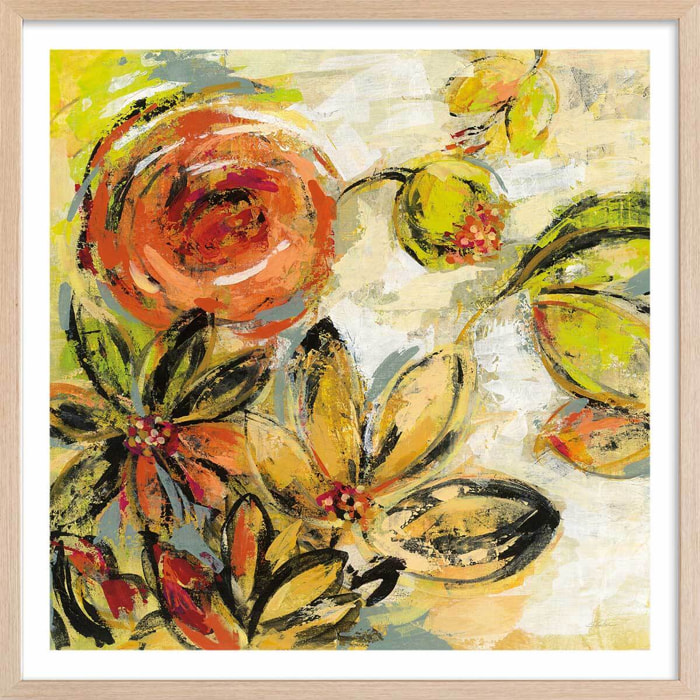 Poster sunny flower Affiche + cadre en bois - Chêne