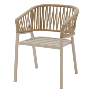 Lot de 2 fauteuils de jardin "Oriengo" beige & argile aluminium mailles tressées et polyester
