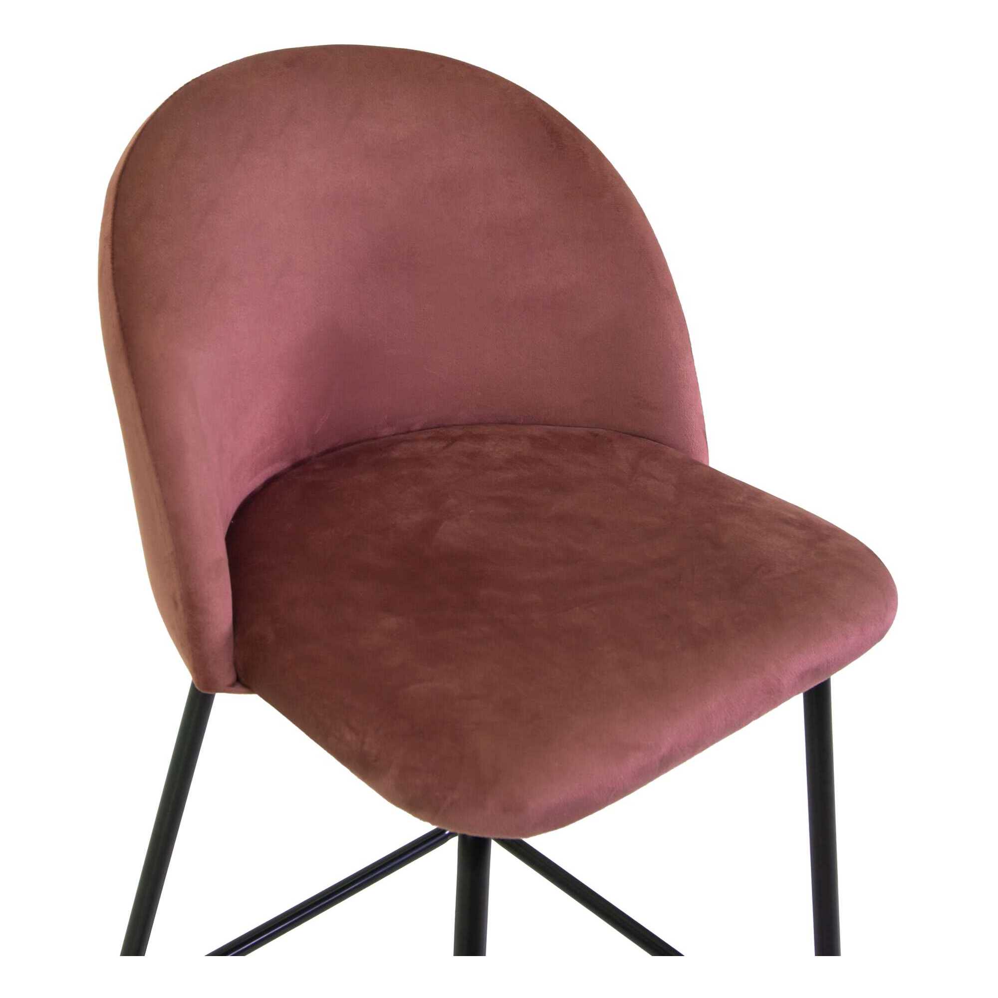 Sgabello Sammi Vacchetti in velluto rosa antico con struttura nera cm44x48h91