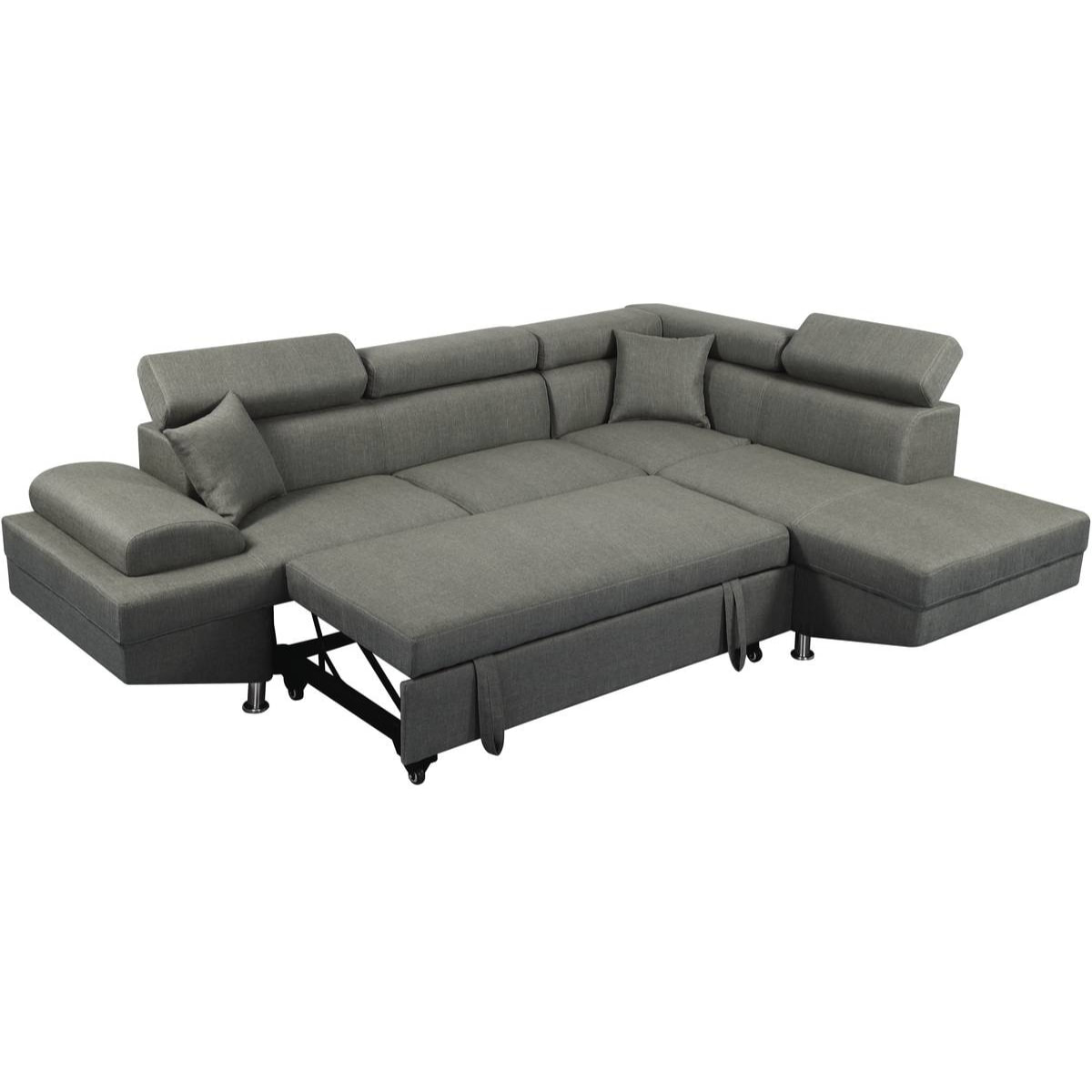 Canapé d'angle "Sophia luxe" - 265 x 190.5 x 80/91 cm - Gris - Angle droit