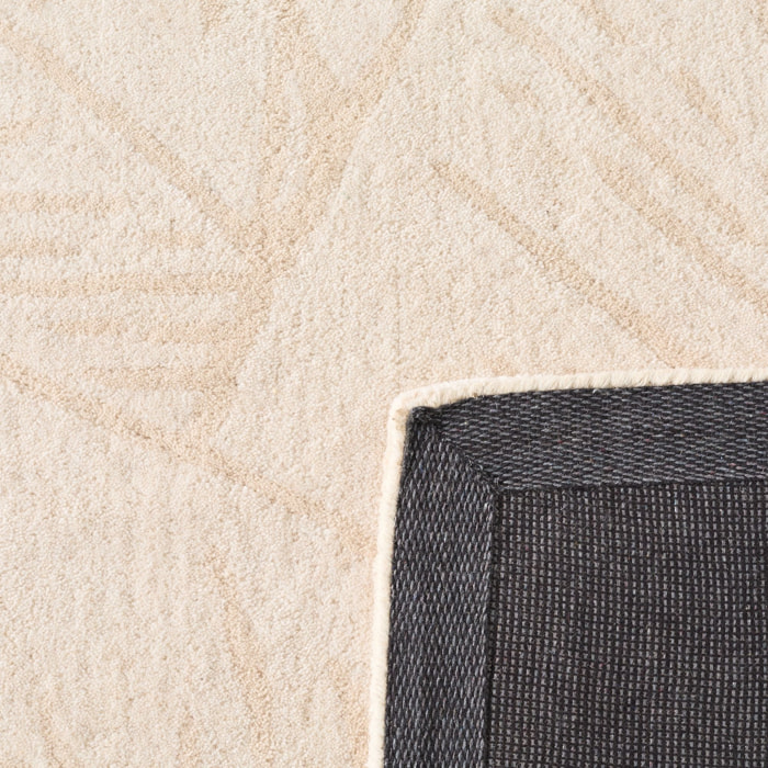 PANTONE - Tapis en laine fait main CEDRE BLANC à motif feuille crème