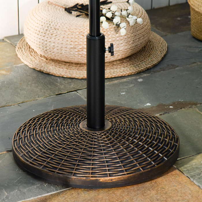 Pied de parasol rond base de lestage Ø 53 x 35,5 cm résine imitation rotin poids net 25 Kg noir bronze