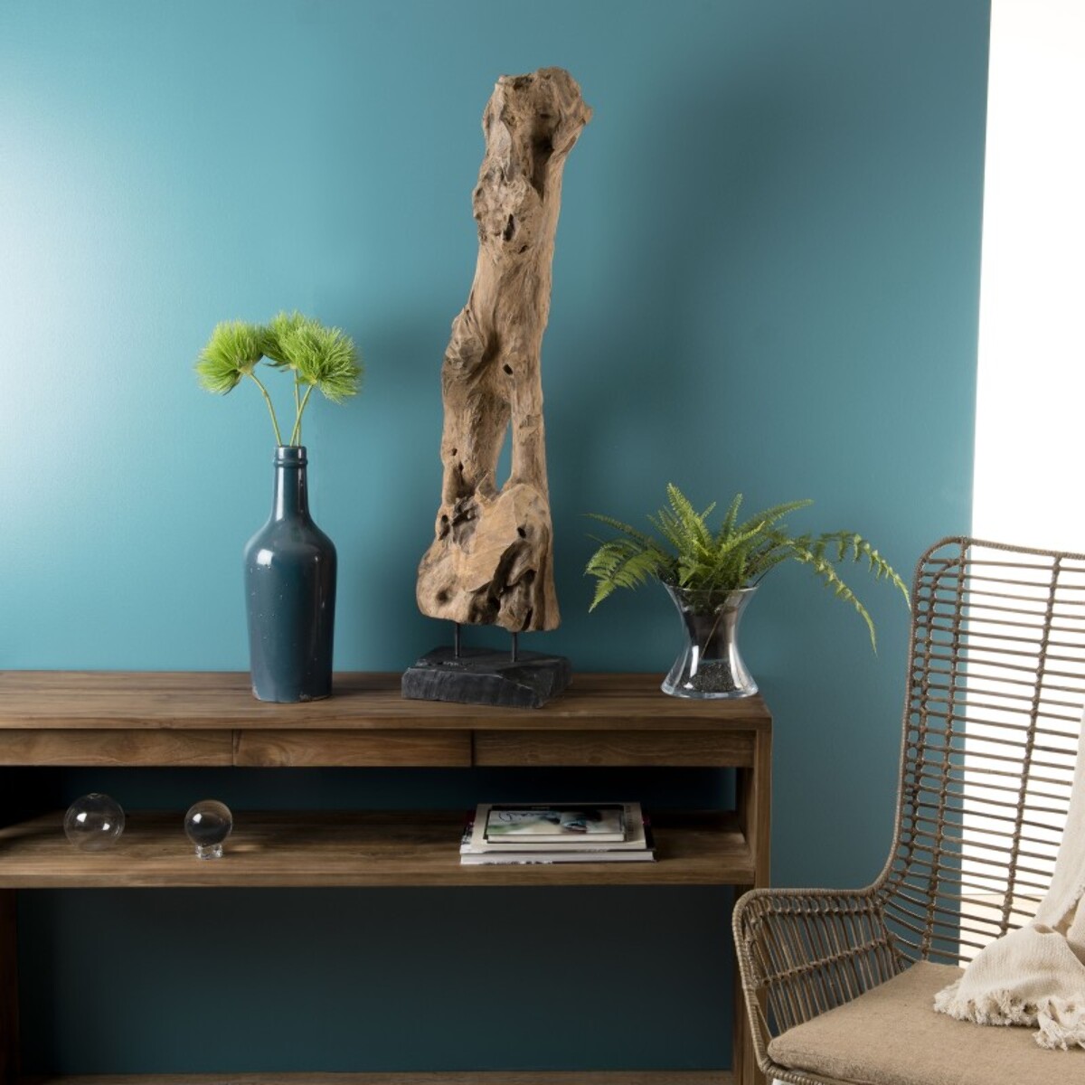 CLARA - Objet décoration bois teck branche naturelle 'M'