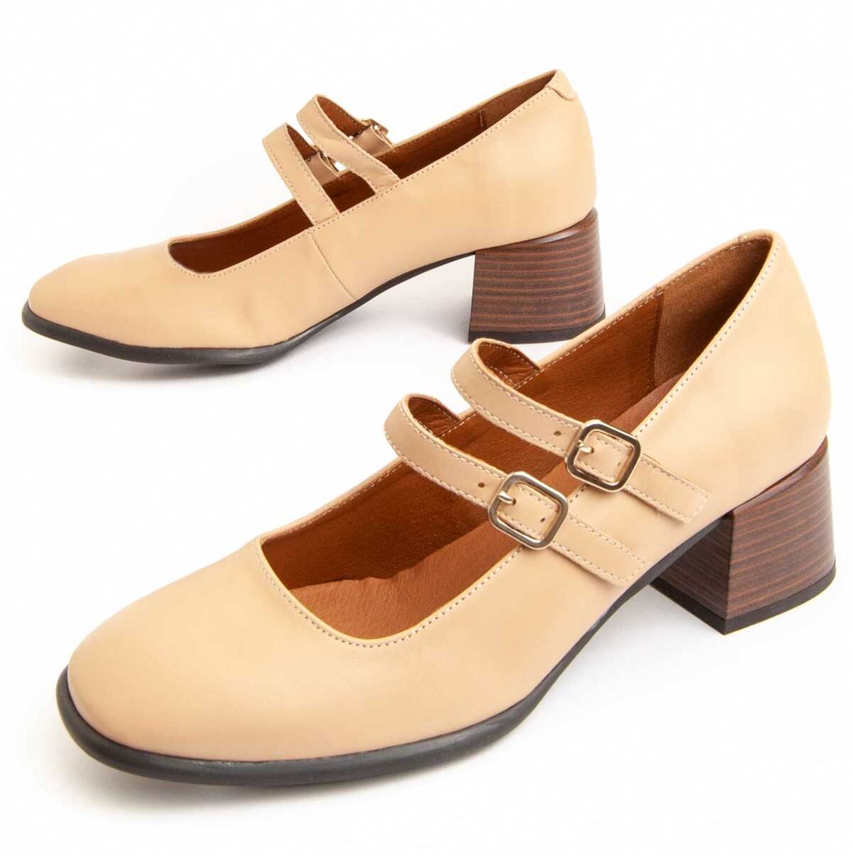 Mocasín De Tacón - Beige - Altura: 5 Cm