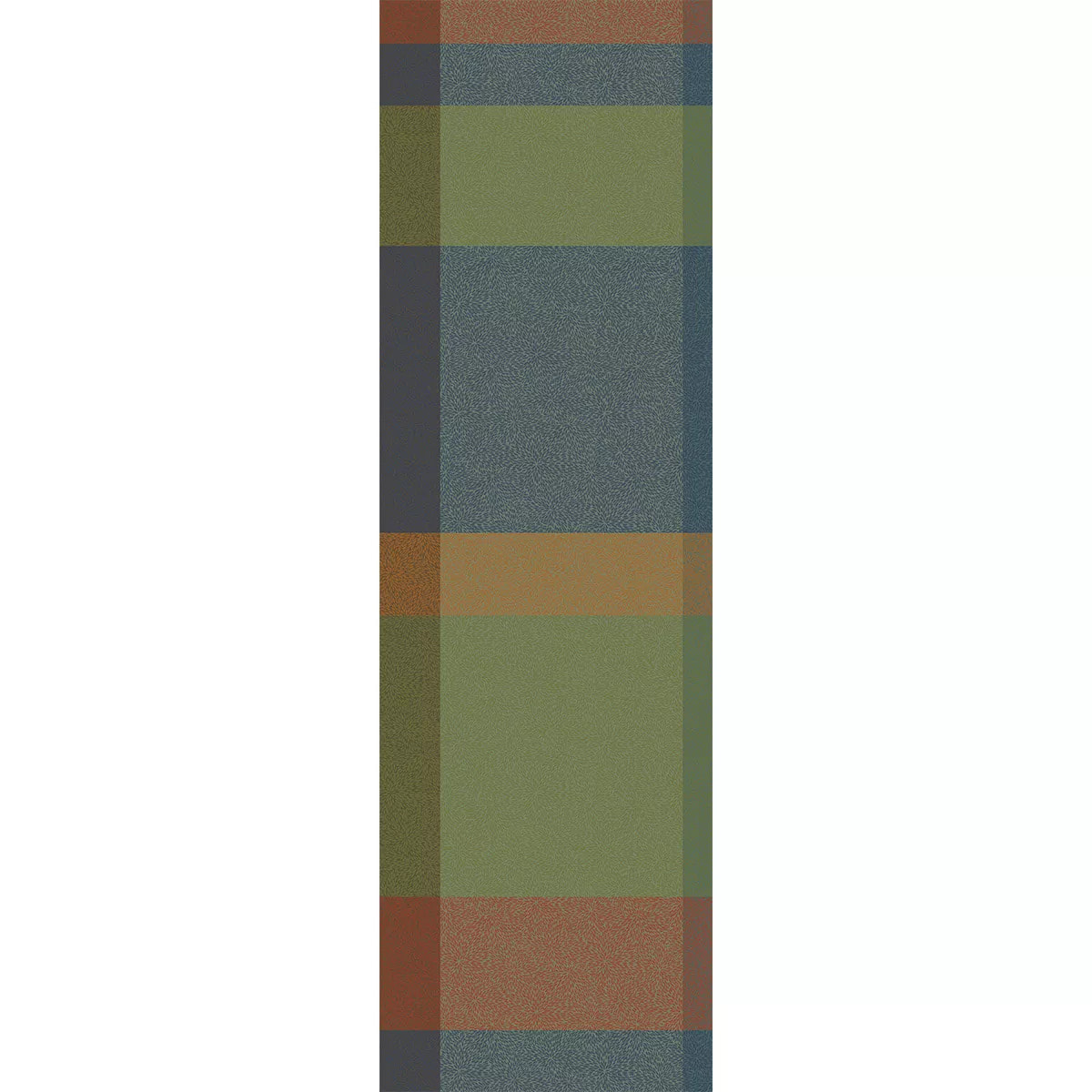 Chemin de table pur coton 220 g/m² motif jacquard vert orange Mille baies shetland