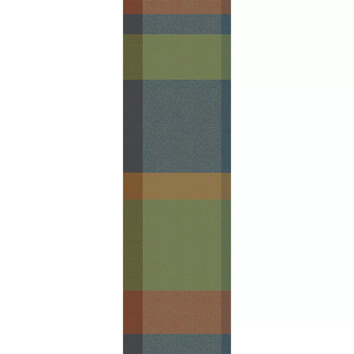 Chemin de table pur coton 220 g/m² motif jacquard vert orange Mille baies shetland