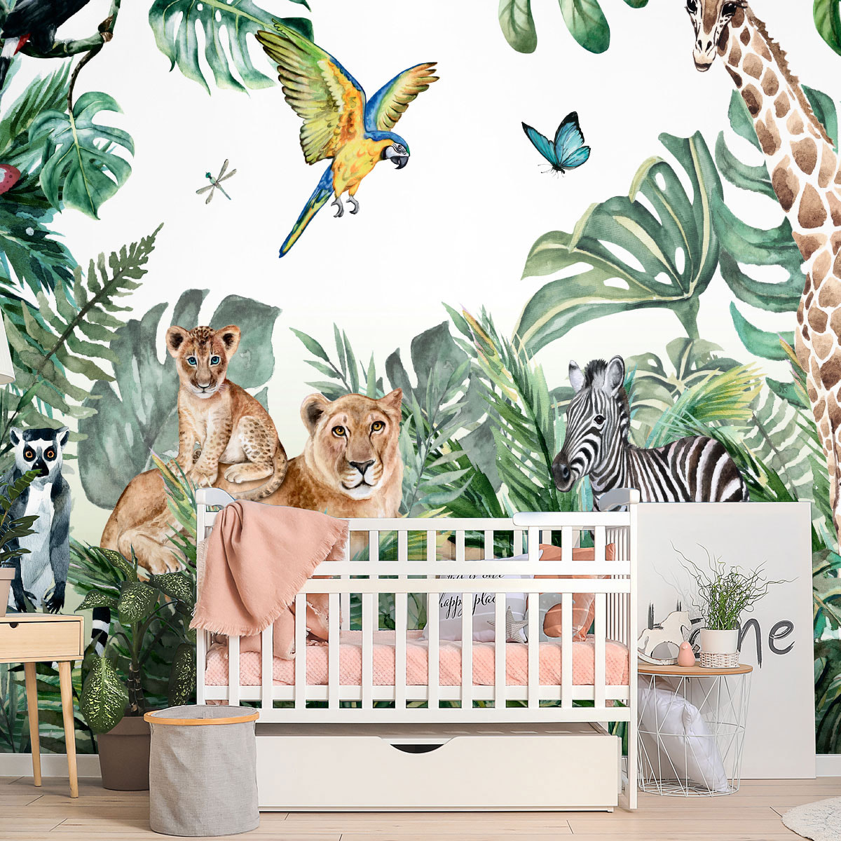 Papier peint panoramique jungle préencollé animaux de la savane H 250 x L 240 cm