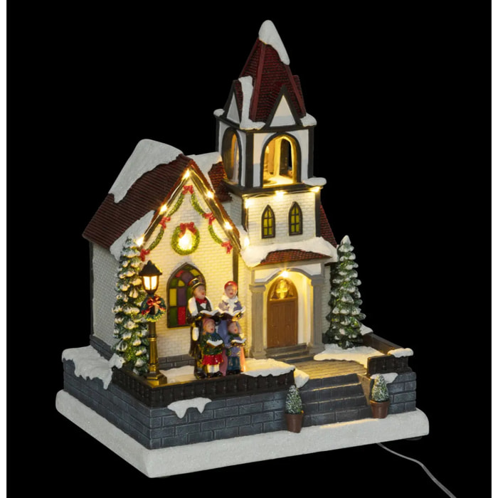 Village lumineux clocher 17 LED H.30,5cm musical