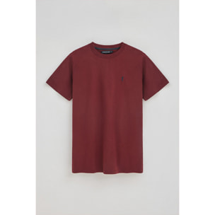 Pack hombre de tres camisetas en blanco, granate y negro con cuello redondo y bordado Rigby Go