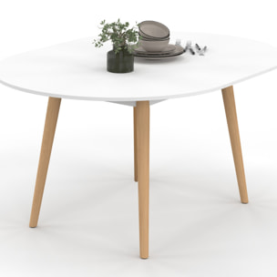 Table à manger ronde extensible Stacy bois et blanc Ø110-150cm