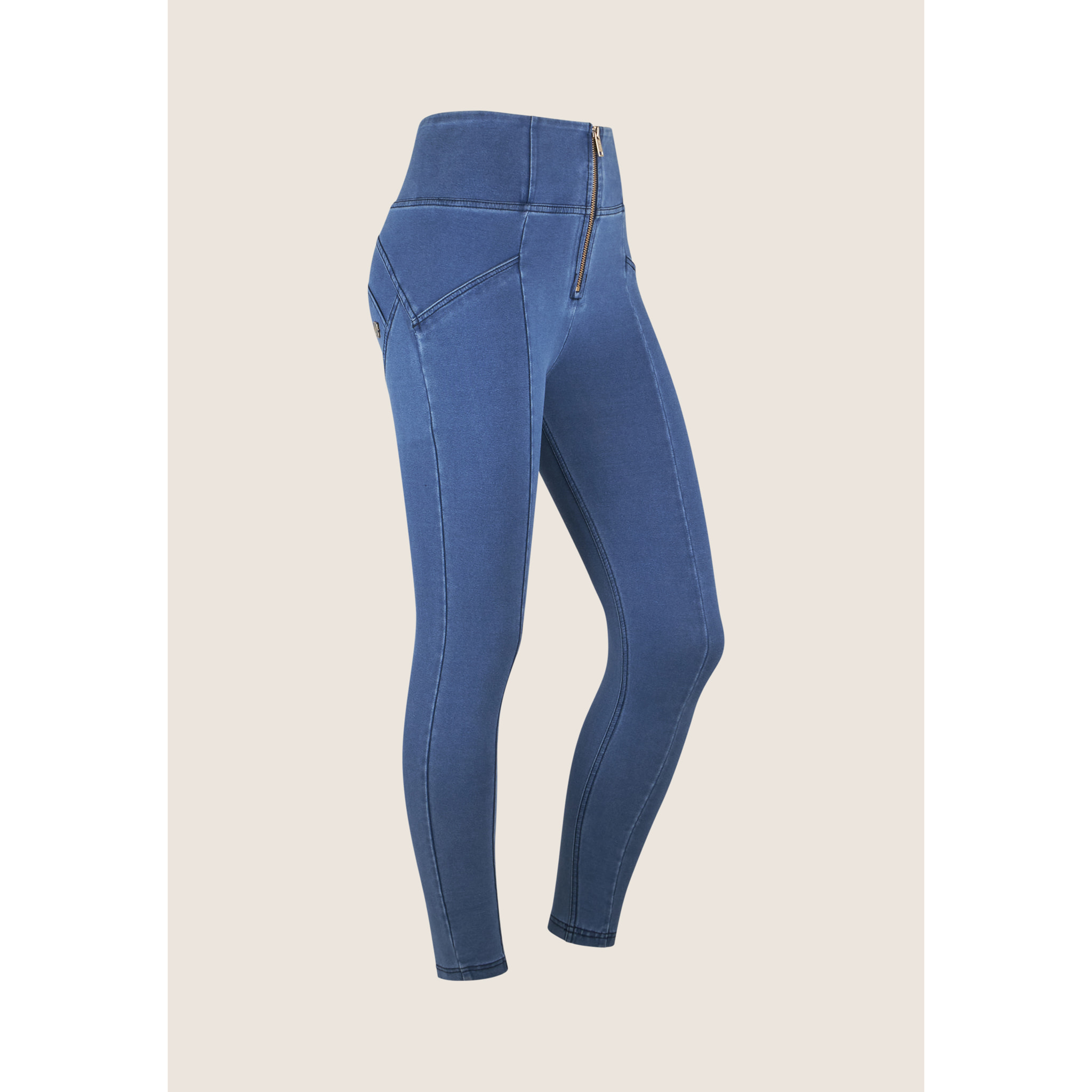 Jeggings push up WR.UP® vita alta con zip, cucitura centrale