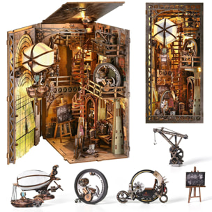El almacén del Tio Pete. Book Nook de madera, diseño 3D realista con gran detalle, cubierta y luces led.