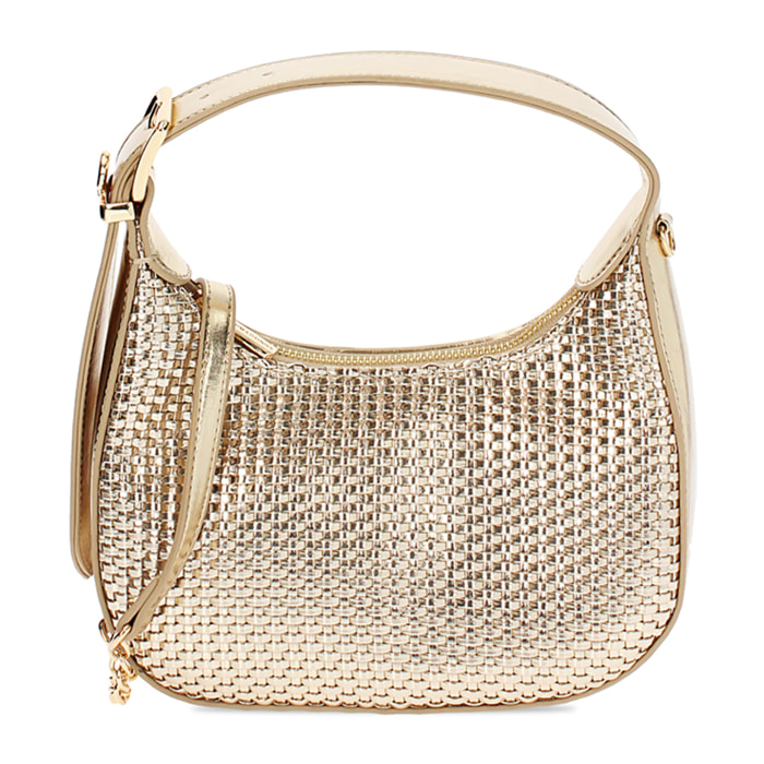 Mini bag donna oro in laminato intrecciato
