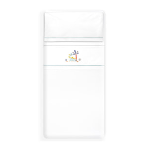 Triptico Cuna Estampado Dinosaurio Palmera + Broche Bco/Verde