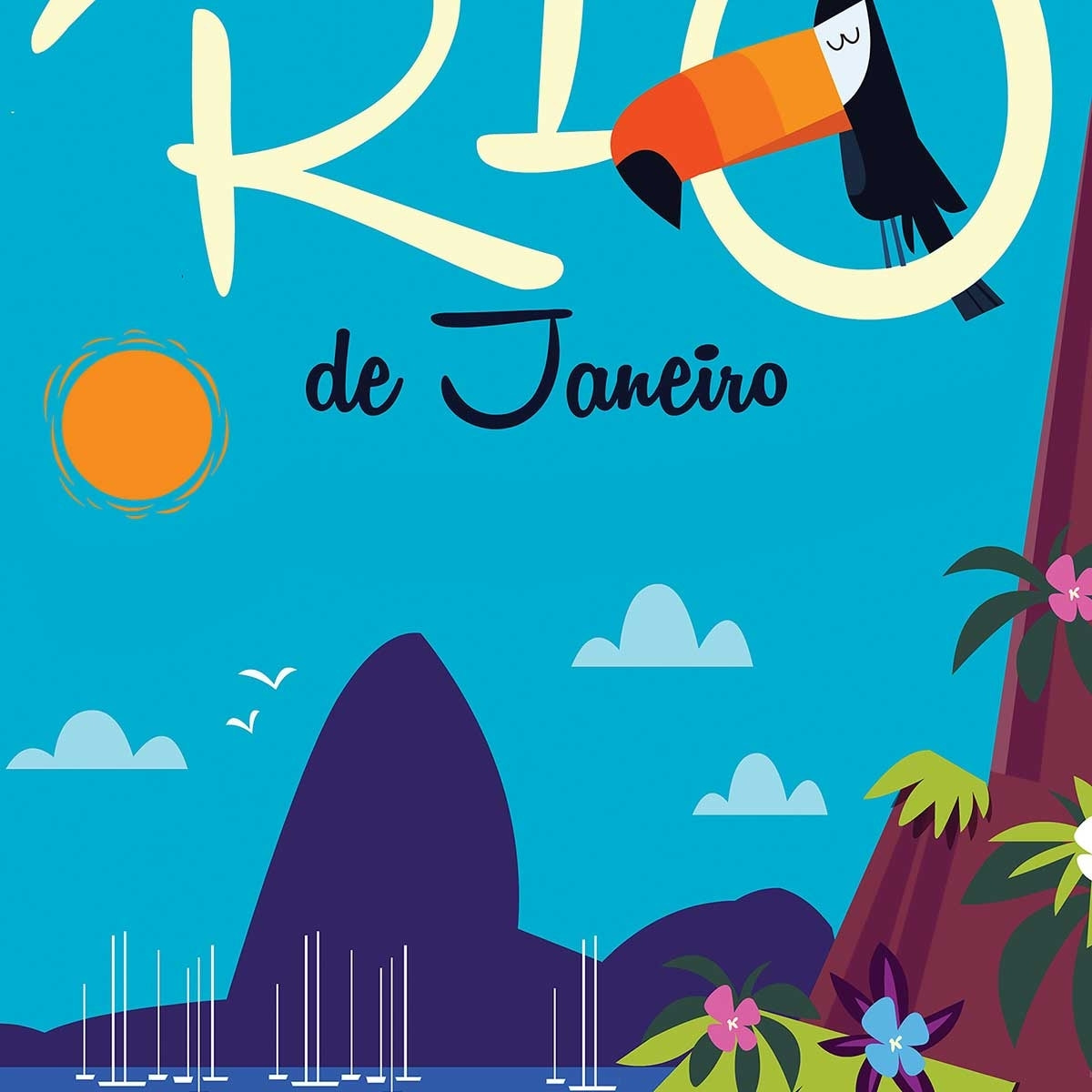 Affiche Toucan à Rio De Janeiro Affiche + cadre en bois - Noir