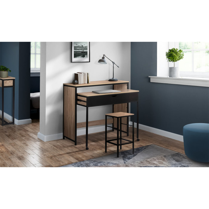 Bureau extensible Memphis bois et noir