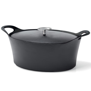 Volcan - Cocotte oval 29 cm de fundición de hierro negro con tapa