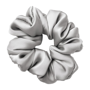 Scrunchies Elastico Capelli 100% Seta Tinta Unita Grigio Chiaro